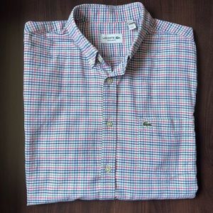 LACOSTE Pink Regular Fit Long Sleeved Casual Shirt Size Medium - Like New
